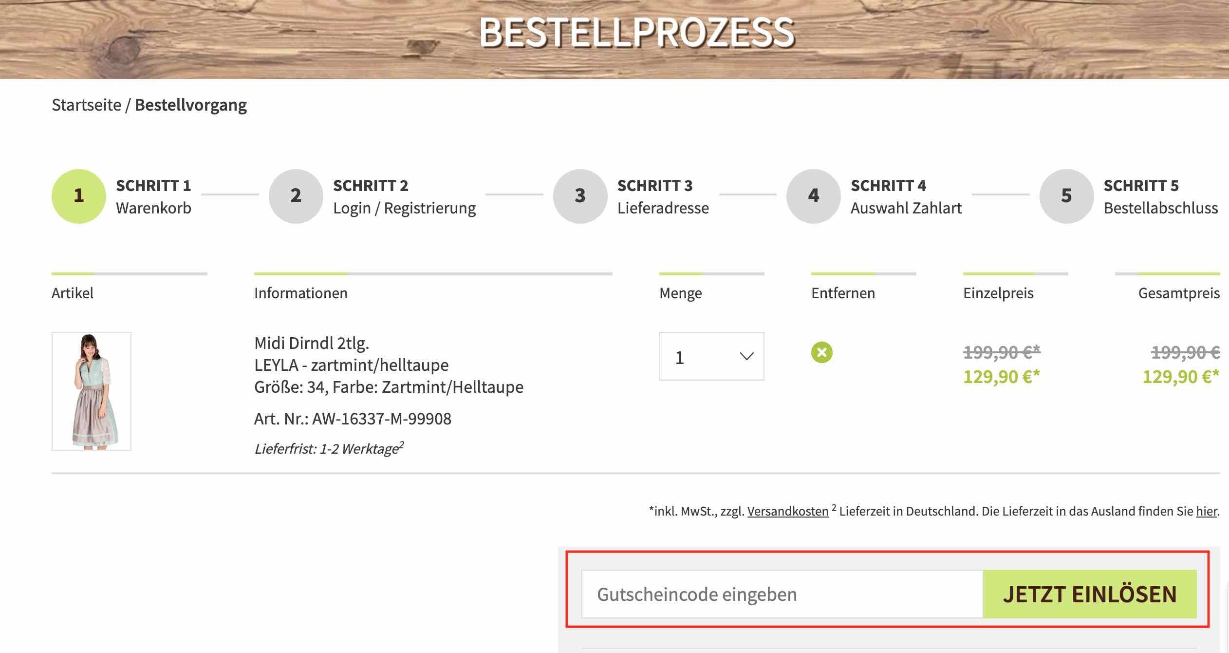 Gutschein einlösen