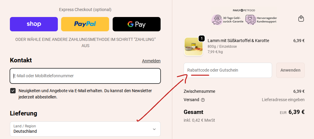 favly Gutschein einlösen