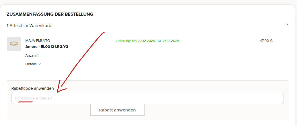 Ella Juwelen Rabattcode einlösen