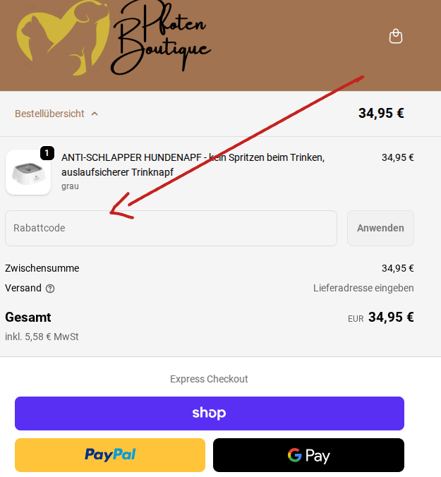 Rabattcode im Checkout einlösen
