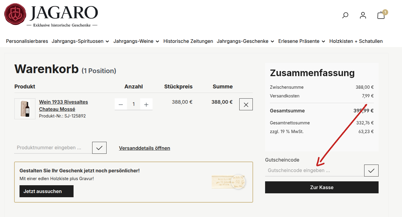 jagaro gutschein einlösen