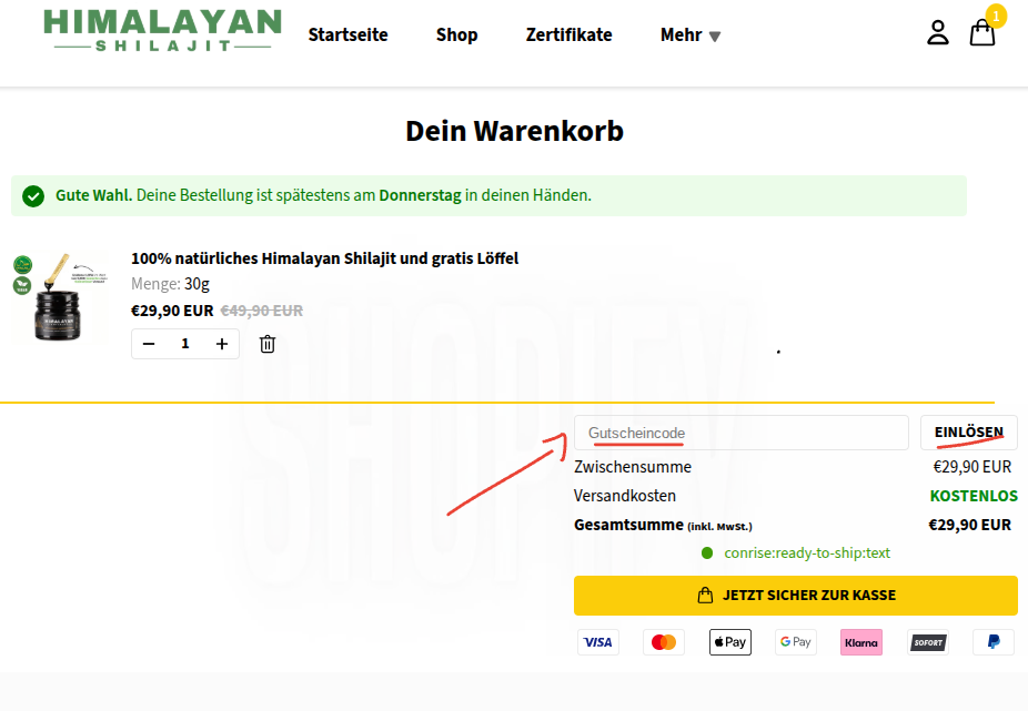 Rabattcode bei Himalayan Shilajit einlösen