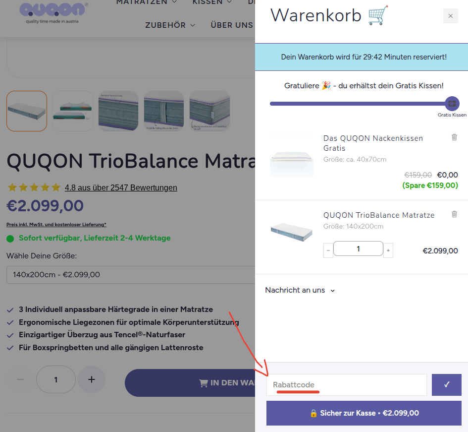 Rabattcode Quqonn einlösen