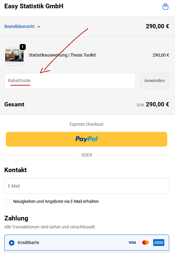 Rabattcode einlösen