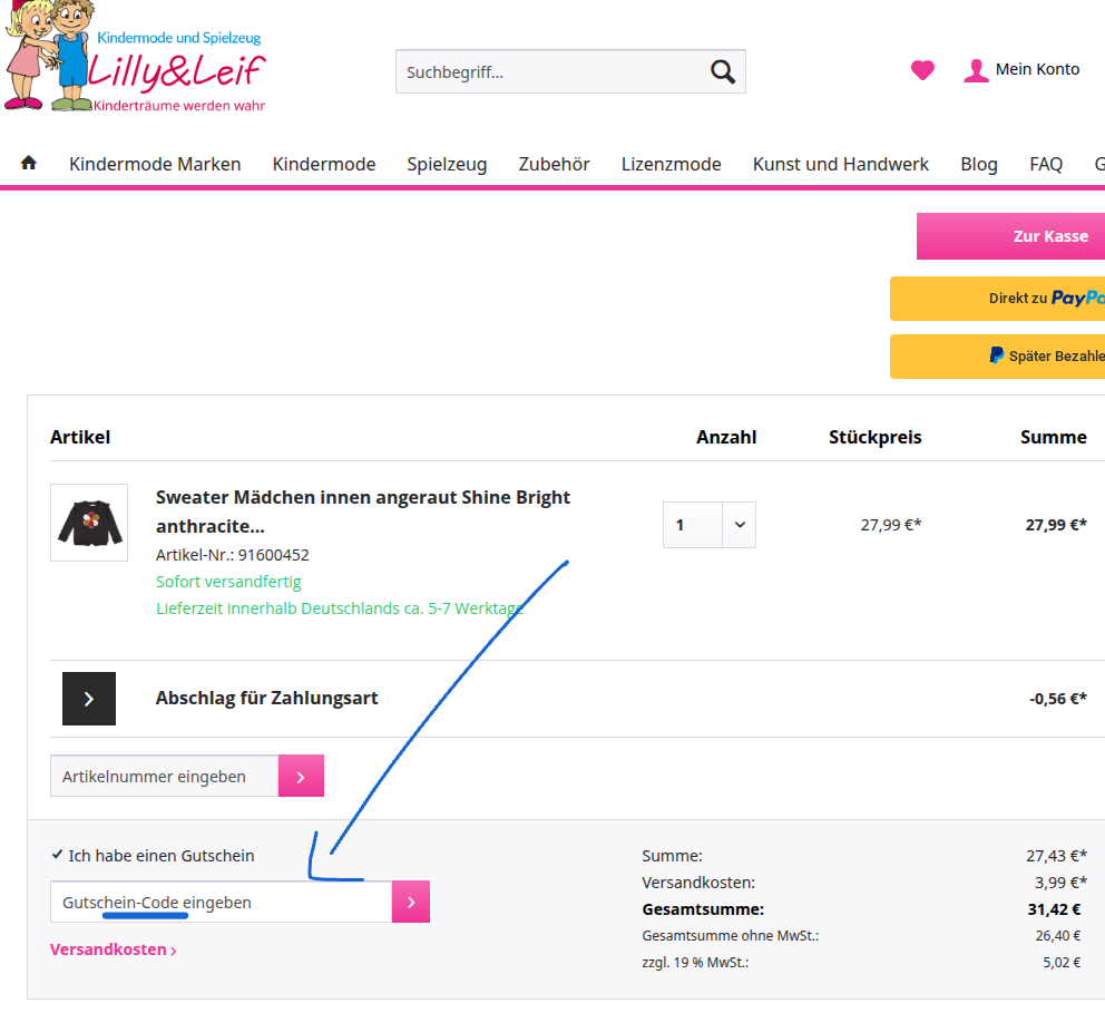 Lilly&Leif Rabattcode einlösen