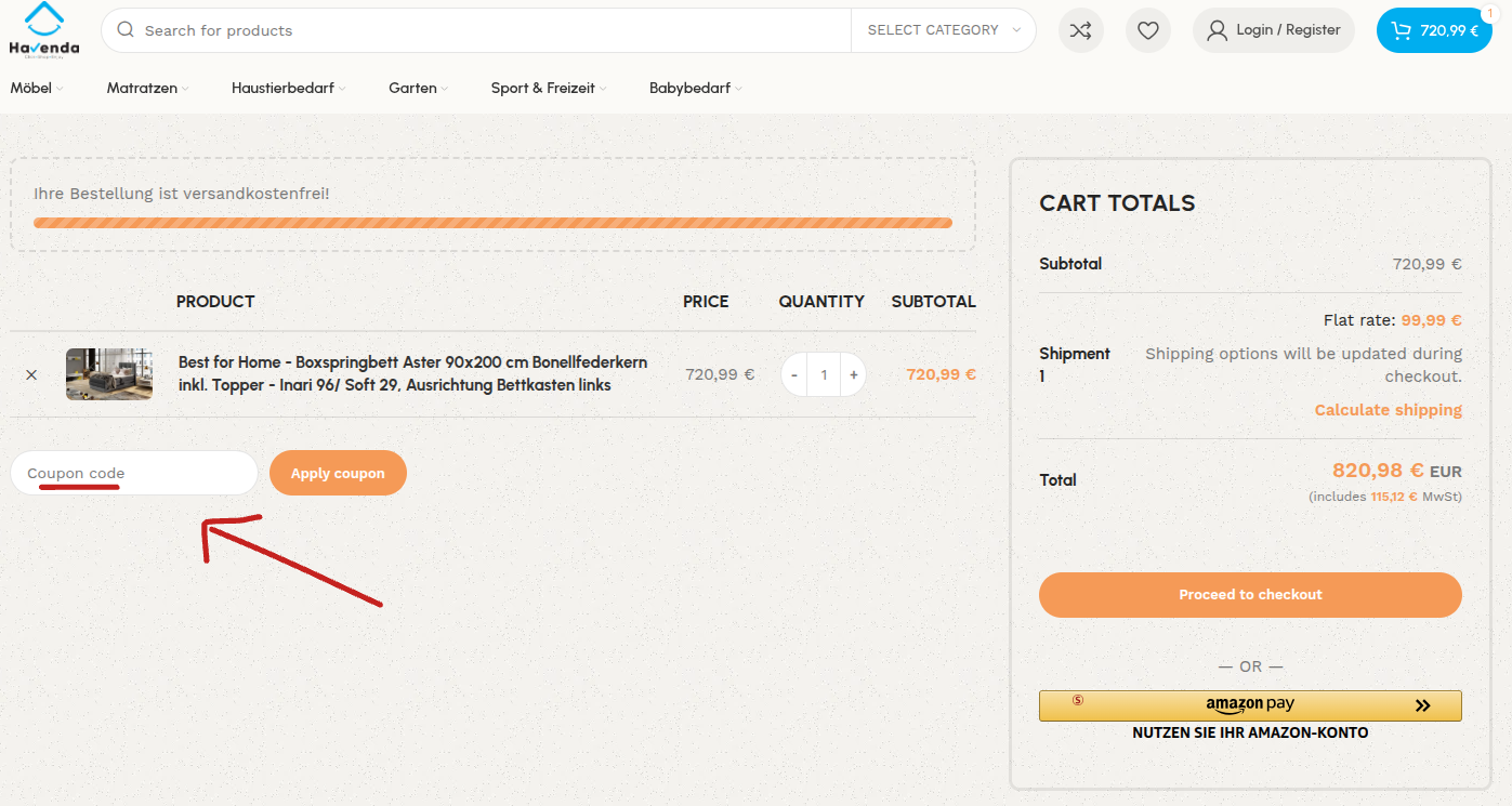 Rabattcode einlösen