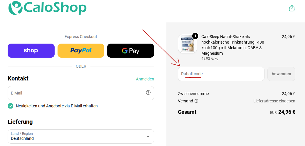 Caloshop Kasse