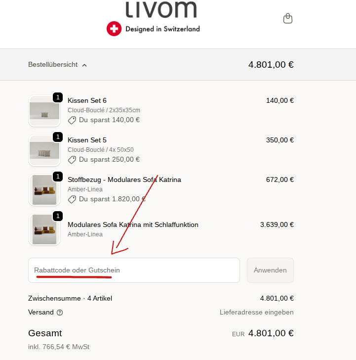 Livom Gutschein einlösen