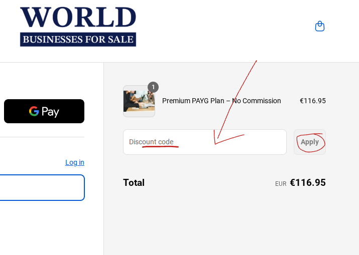 World businesses for Sale Discount Code.