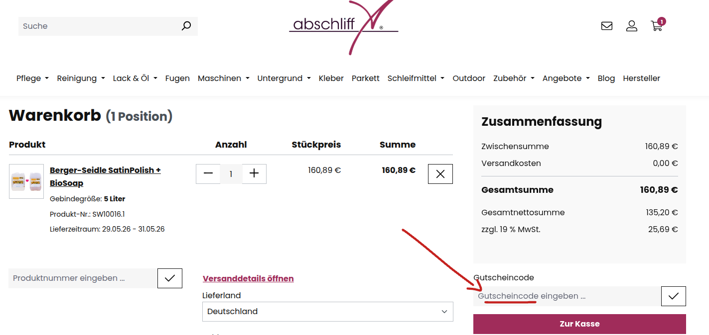 abschliff Rabttcode einlösen