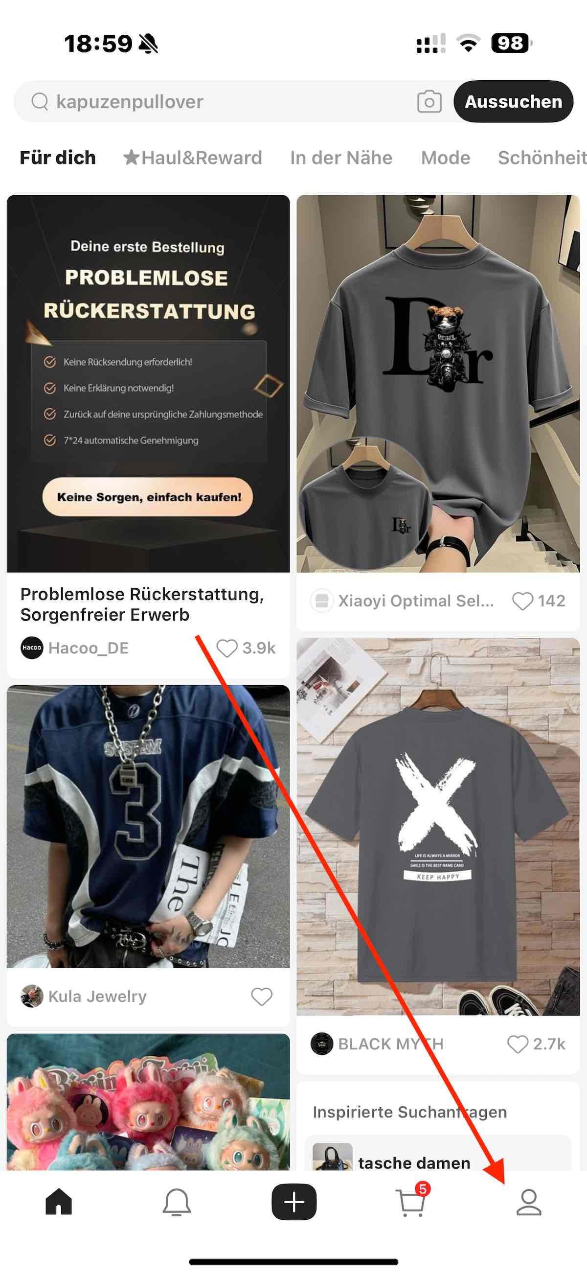 Hacoo Profil aufrufen