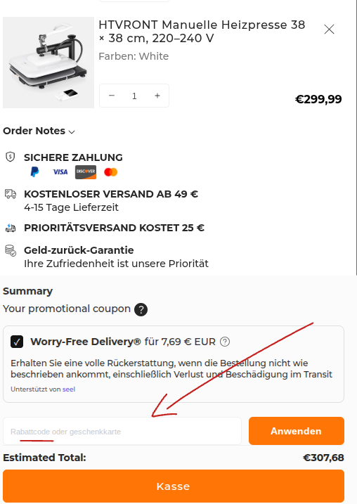 Warenkorb einlösen