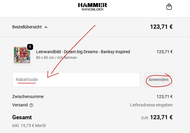 Rabattcode bei Hammer Wandbilder einlösen