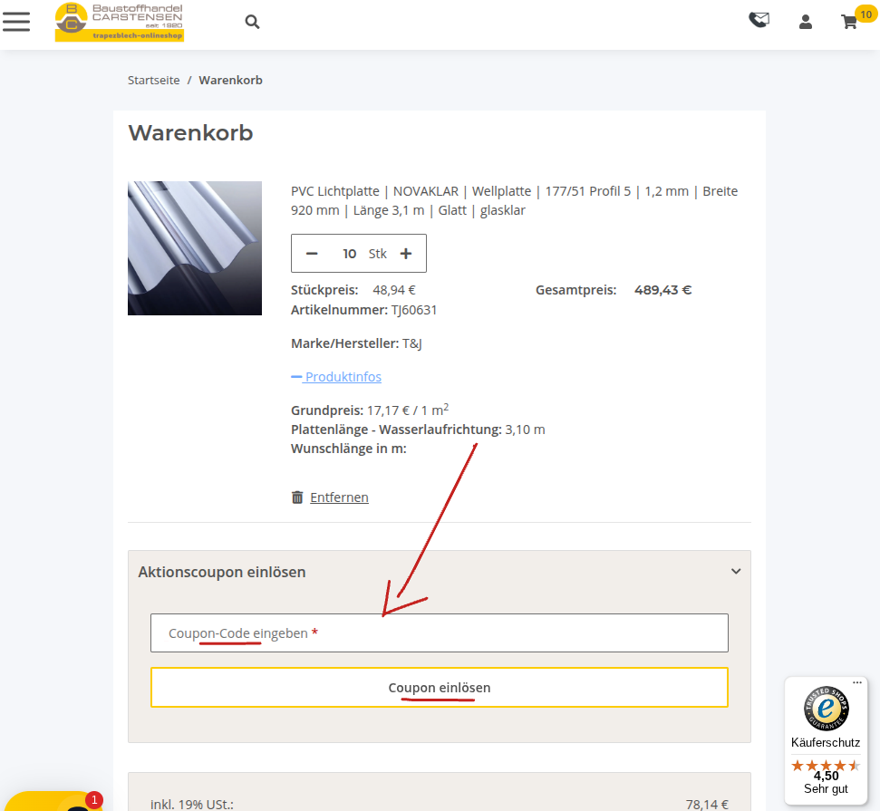 Rabattcode einlösen