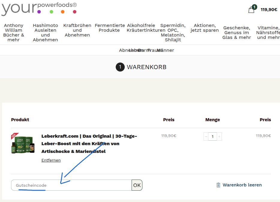 Rabattcode bei yourpowersfood einlösen