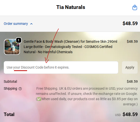 Rabattcode bei tia naturals einlösen