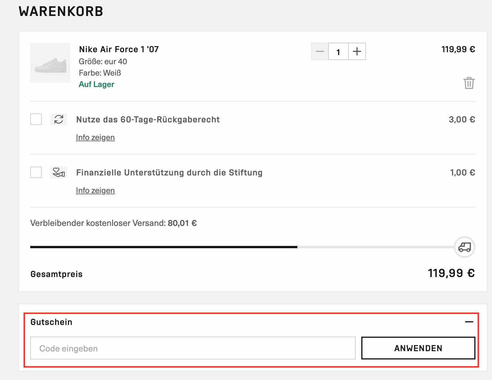 Gutschein einnlösen