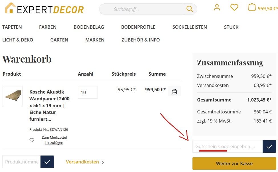 Gutschein bei Expertdecor einlösen