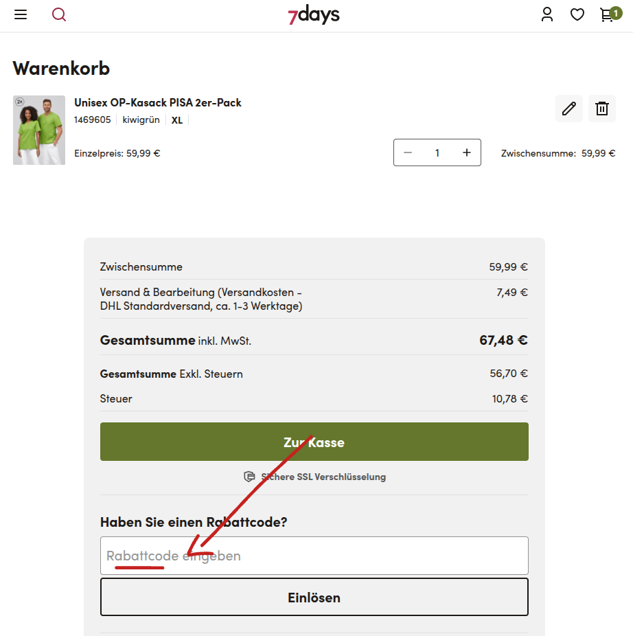  Rabattcode einlösen