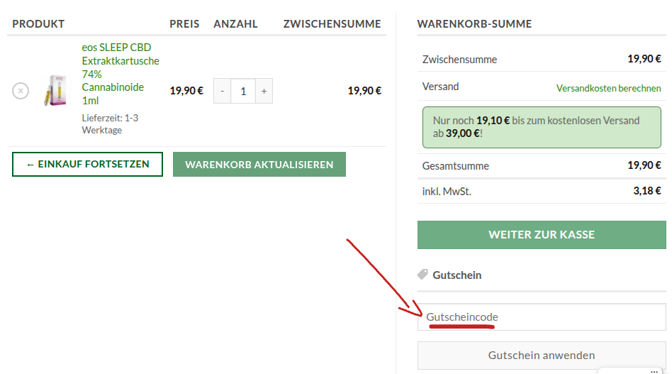 Gutschein bei Edelhanf einlösen