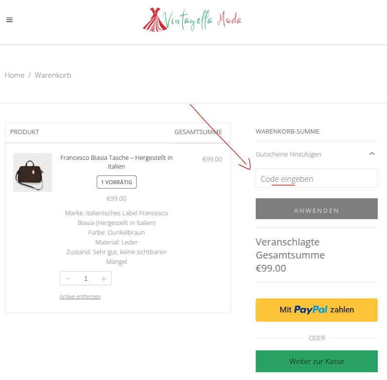 Rabattcode einlösen