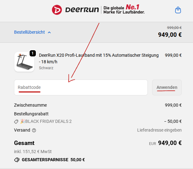 Deerrun Rabattcode einlösen.