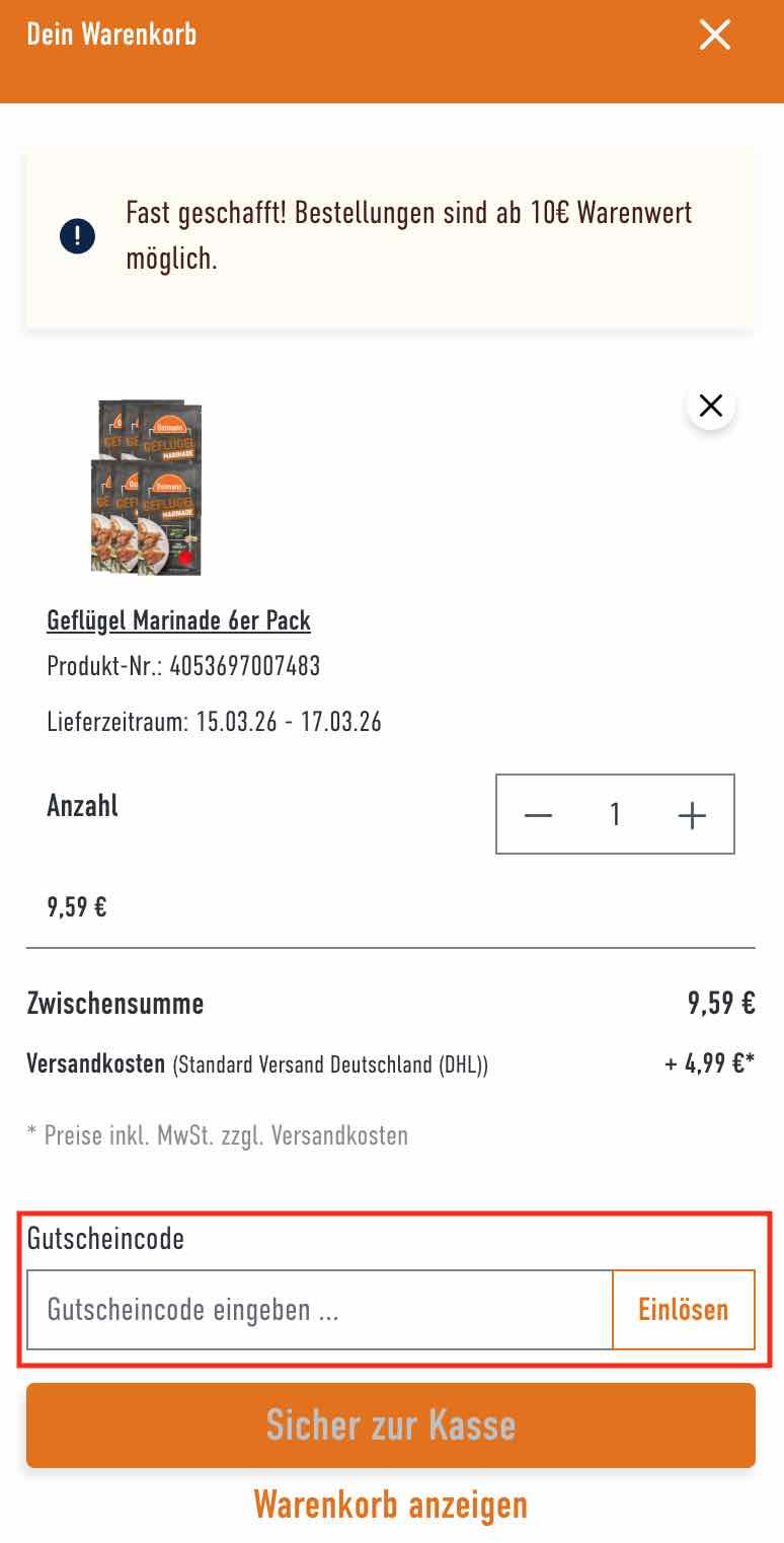 Gutschein einlösen