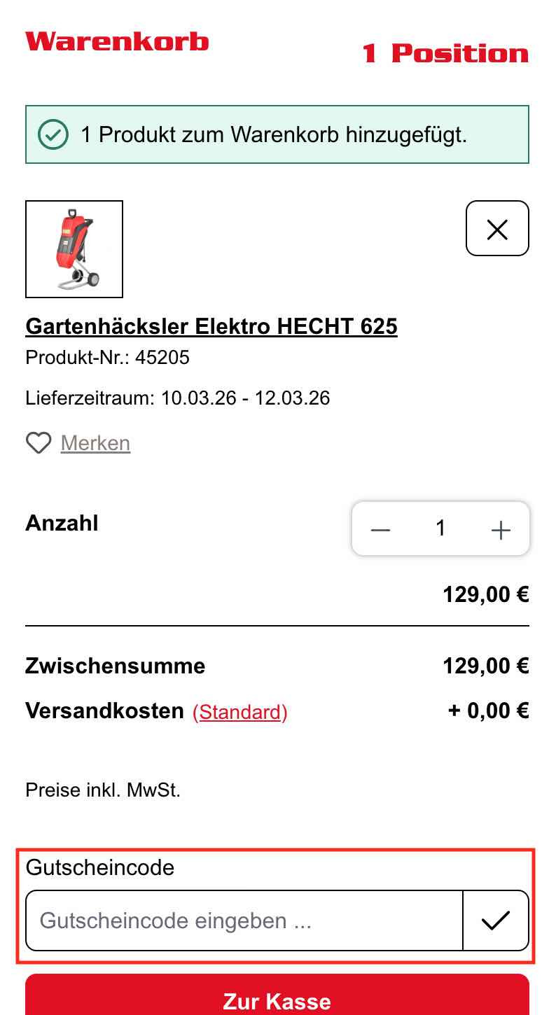 Gutschein einlösen