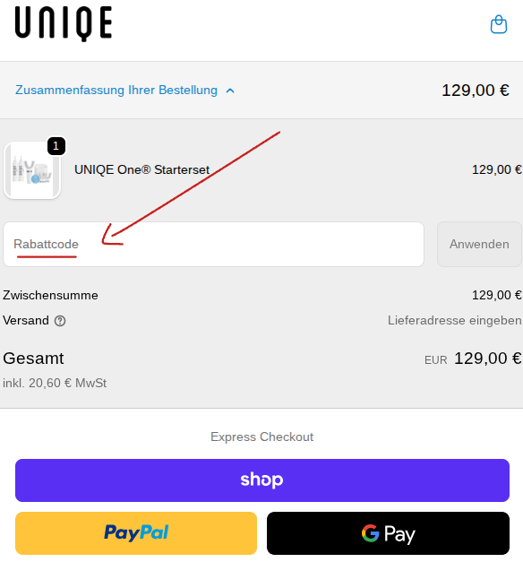 rabattcode einlösen