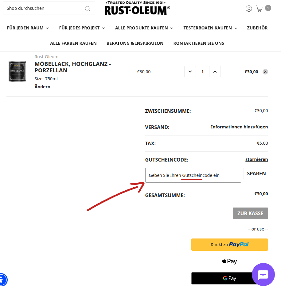 Gutscheincode einlösen