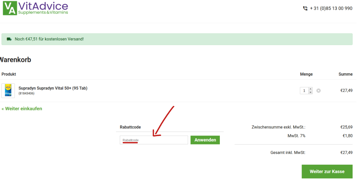 Gutschein VitAdvice einlösen