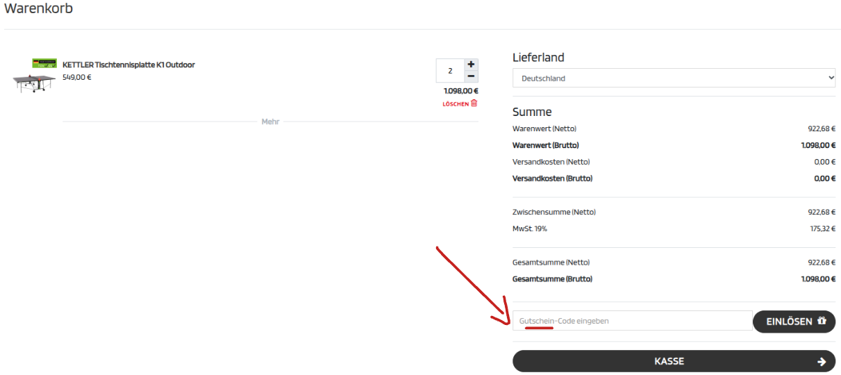 Rabattcode bei Kettler einlösen
