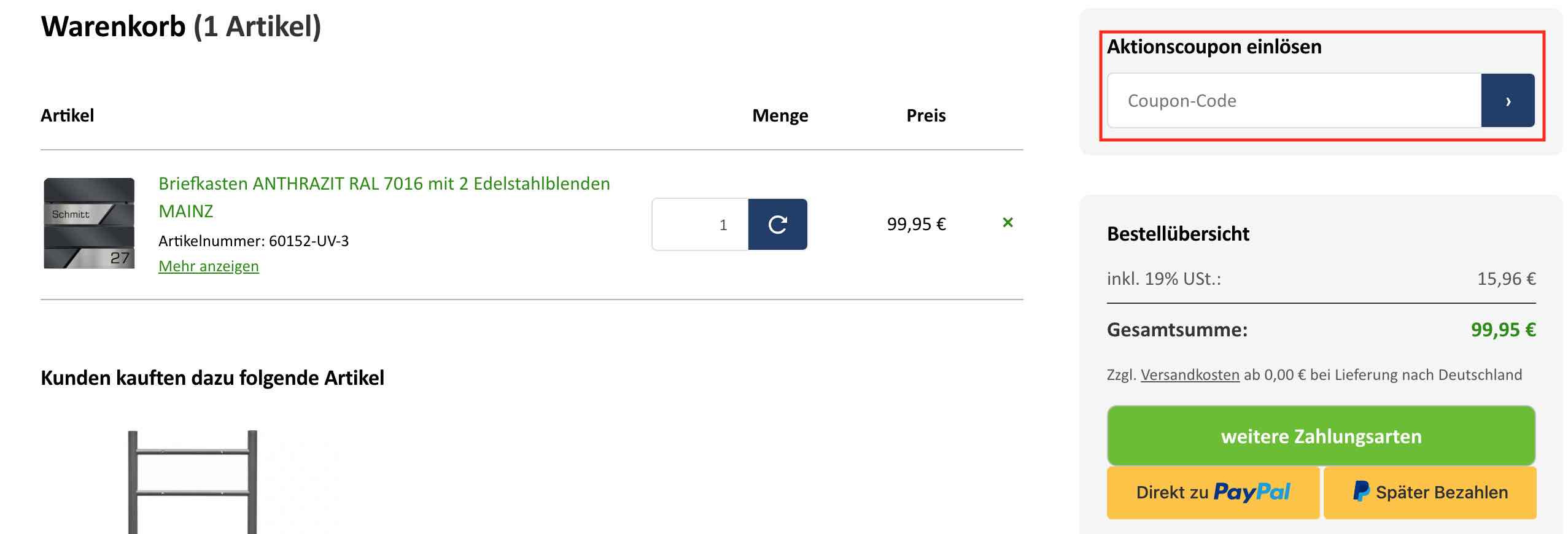 Gutscheincode einlösen