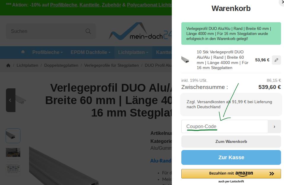 Rabattcode bei mein-dach24.de einlösen