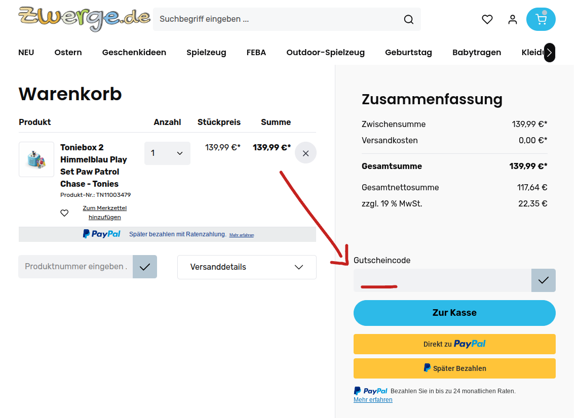 Rabattcode einlösen