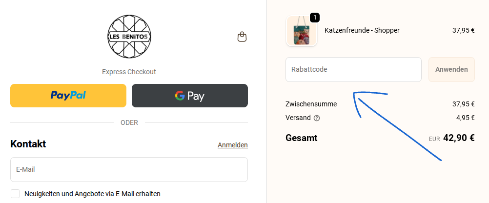 Les  benitos Rabattcode einlösen