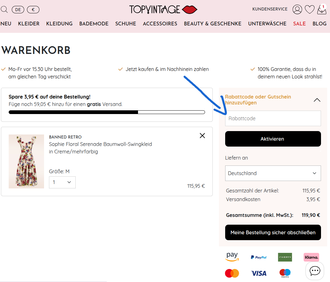 Topvintage gutschein einlösen