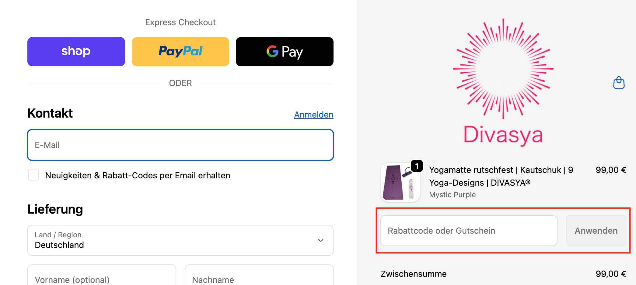 Gutschein einlösens
