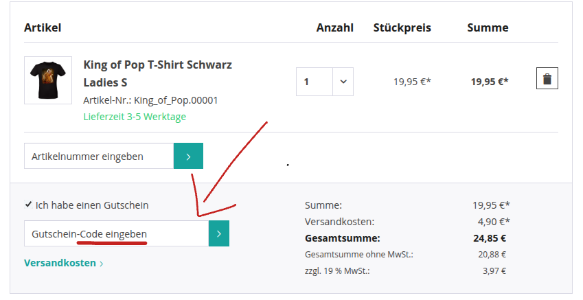 wie löst man einen Rabattcode bei T-Nerds