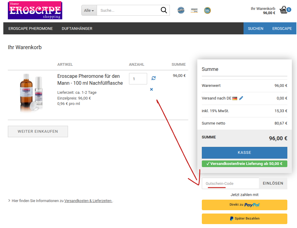 Eroscape Warenkorb