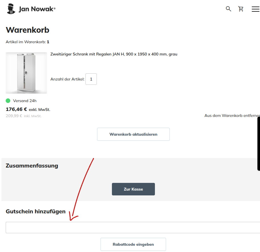 Rabattcode einlösen