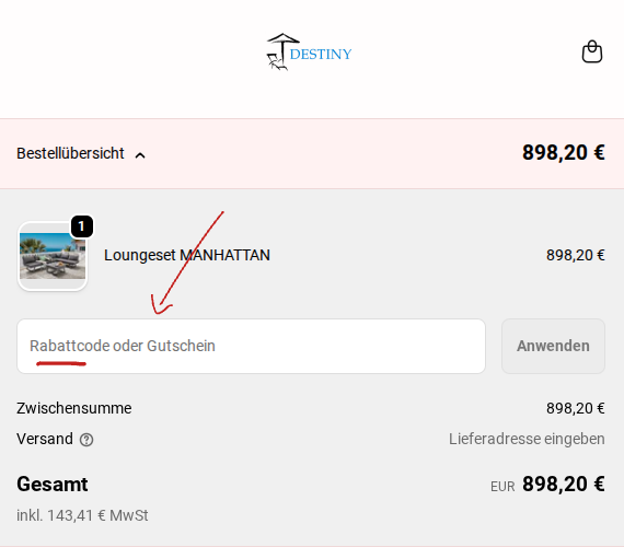 Gutscheincode bei Destiny einlösen