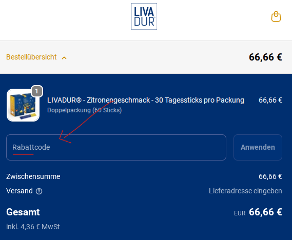 Livadur Rabattcode einlösen