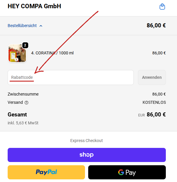 Hey Compa Gutschein einlösen