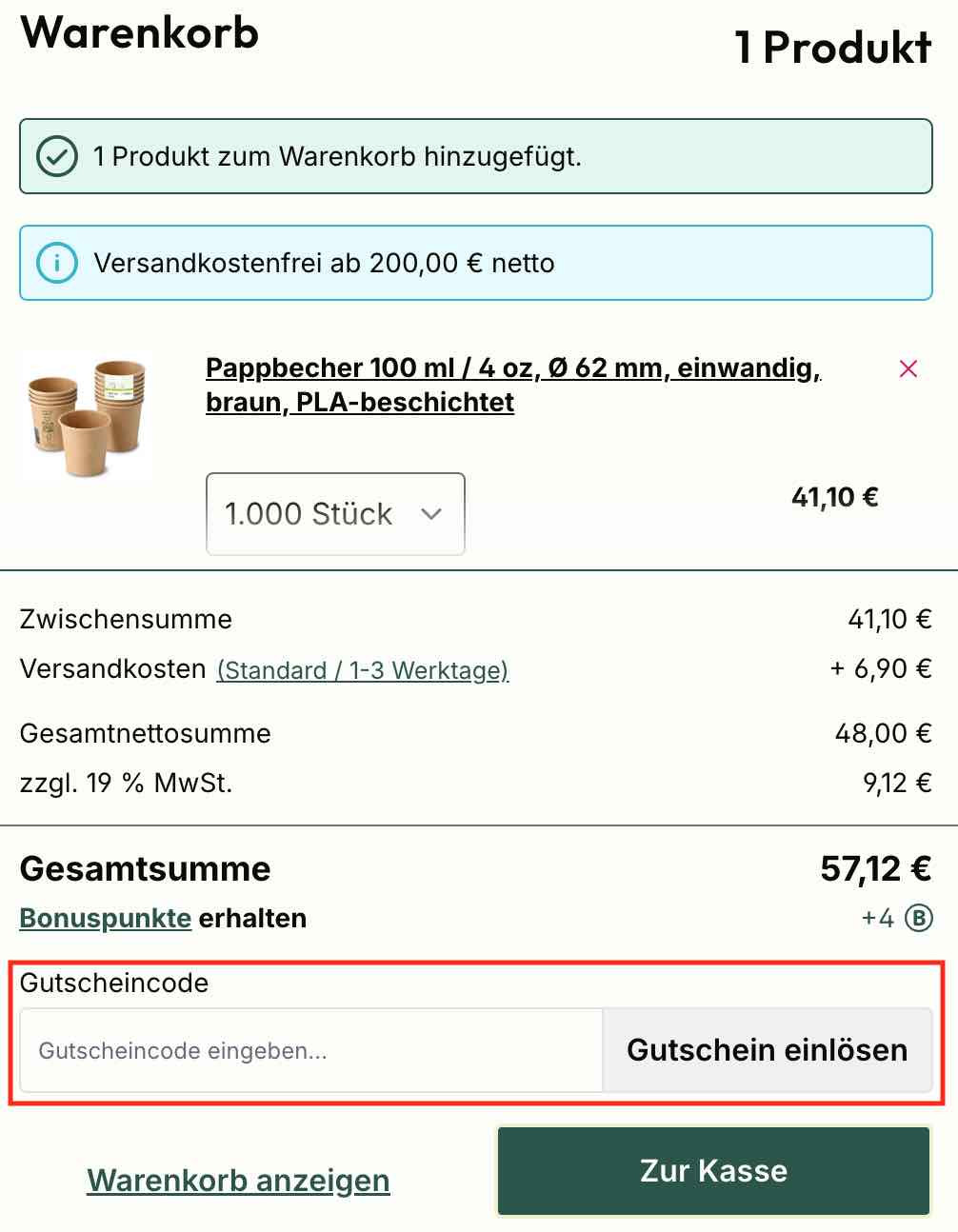 Gutschein einlösen