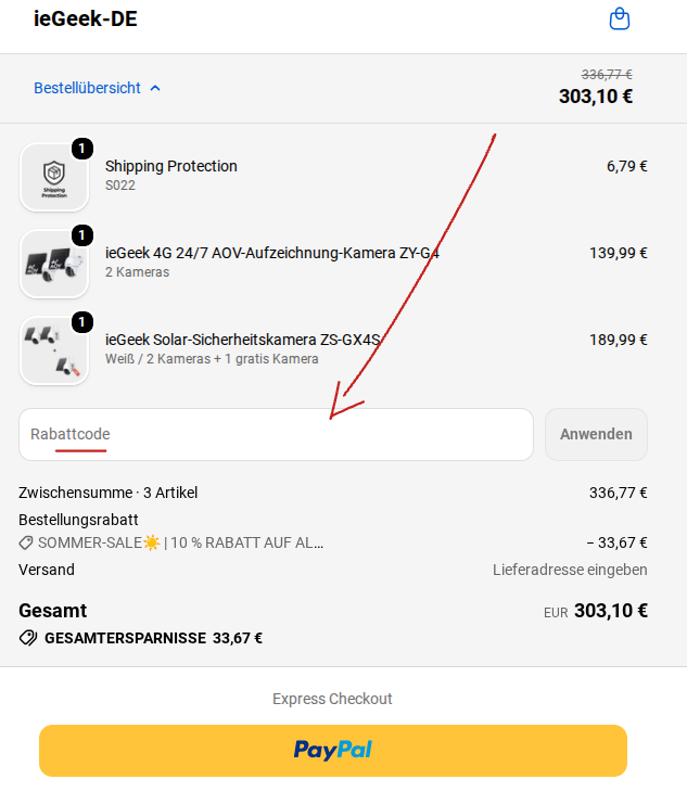Rabattcode einlösen