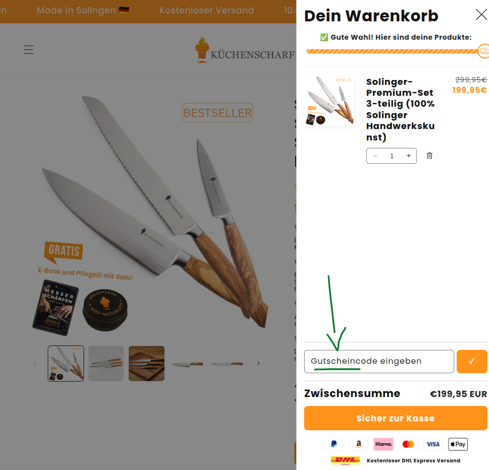 Rabattcode bei Küchenscharf einlösen