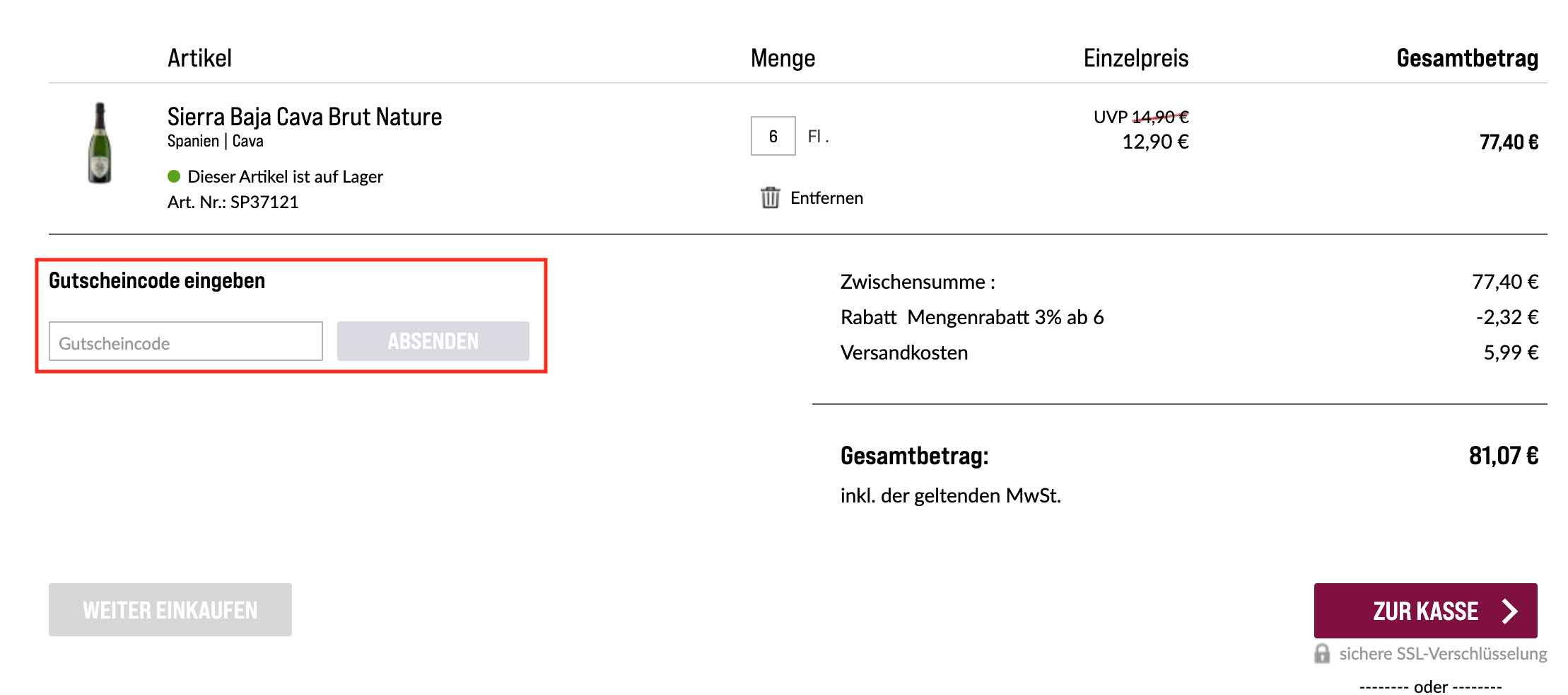 Gutschein einlösen