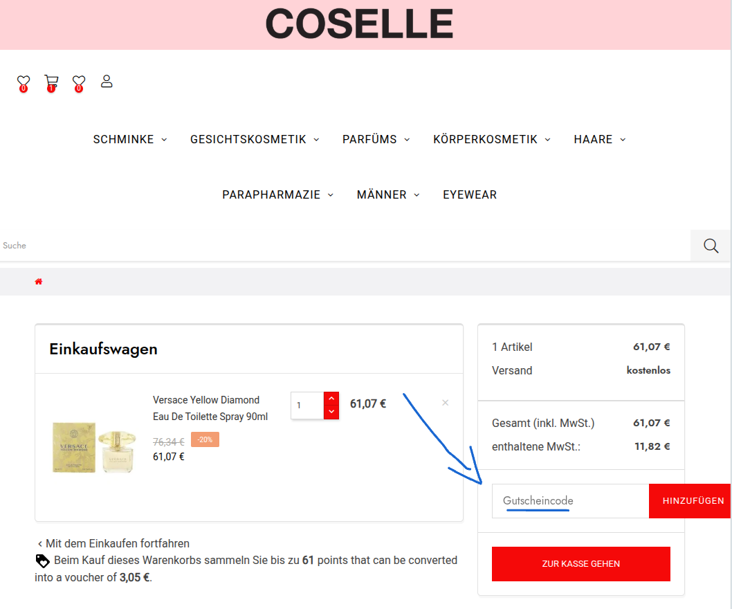 Rabattcode bei Coselle einlösen