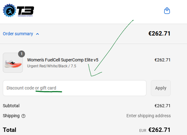 t3 endurace sports Code einlösen.